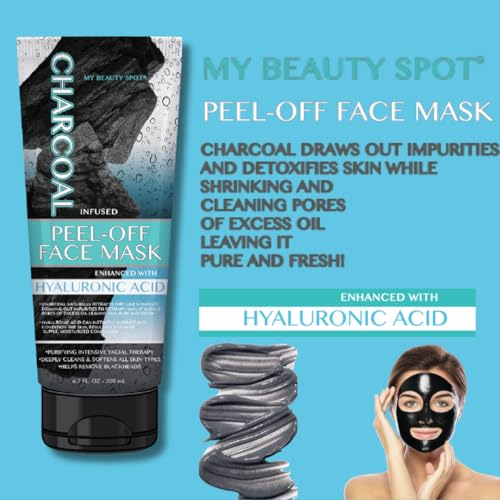 My Beauty Spot Charcoal Face Mask Peel-Off with Hyaluronic Acid 6.7oz for Blackheads & Pores