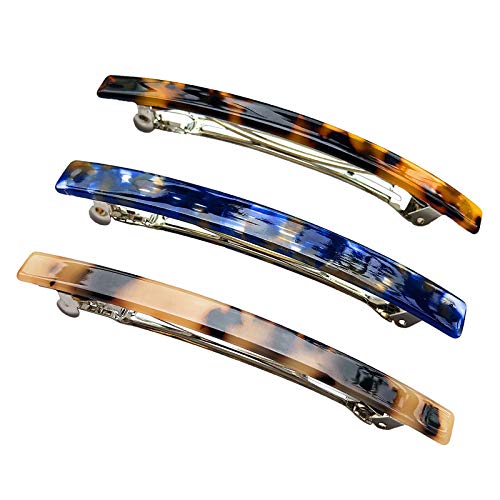 HYFEEL Long French Barrettes for Thick Hair - 3 Pack Acrylic Clips