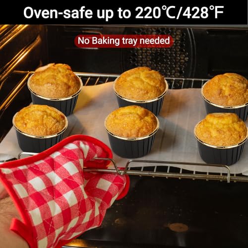 EUSOAR Mini Foil Ramekins with Lids - 3.5oz, 50pcs Aluminum Muffin Cups