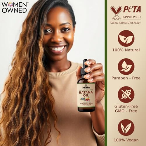 iNats Batana & Rosemary Hair Growth Serum 2 Fl Oz with Organic Ingredients - For Thicker, Longer Hair - Pack of 1