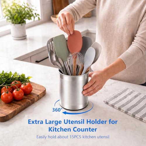 Extra Large 360° Rotating Stainless Steel Utensil Holder
