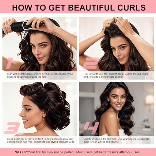 Togayu Pink Heatless Jumbo Velvet Hair Curlers Set for Overnight Styling