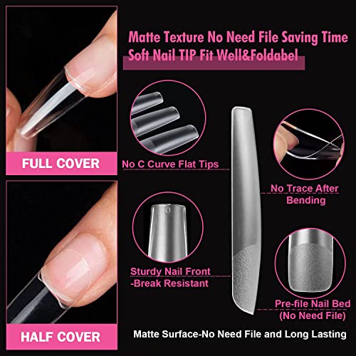 UNA GELLA XXL Clear Long Square Gel Fake Nails - 120pcs Press-On Tips