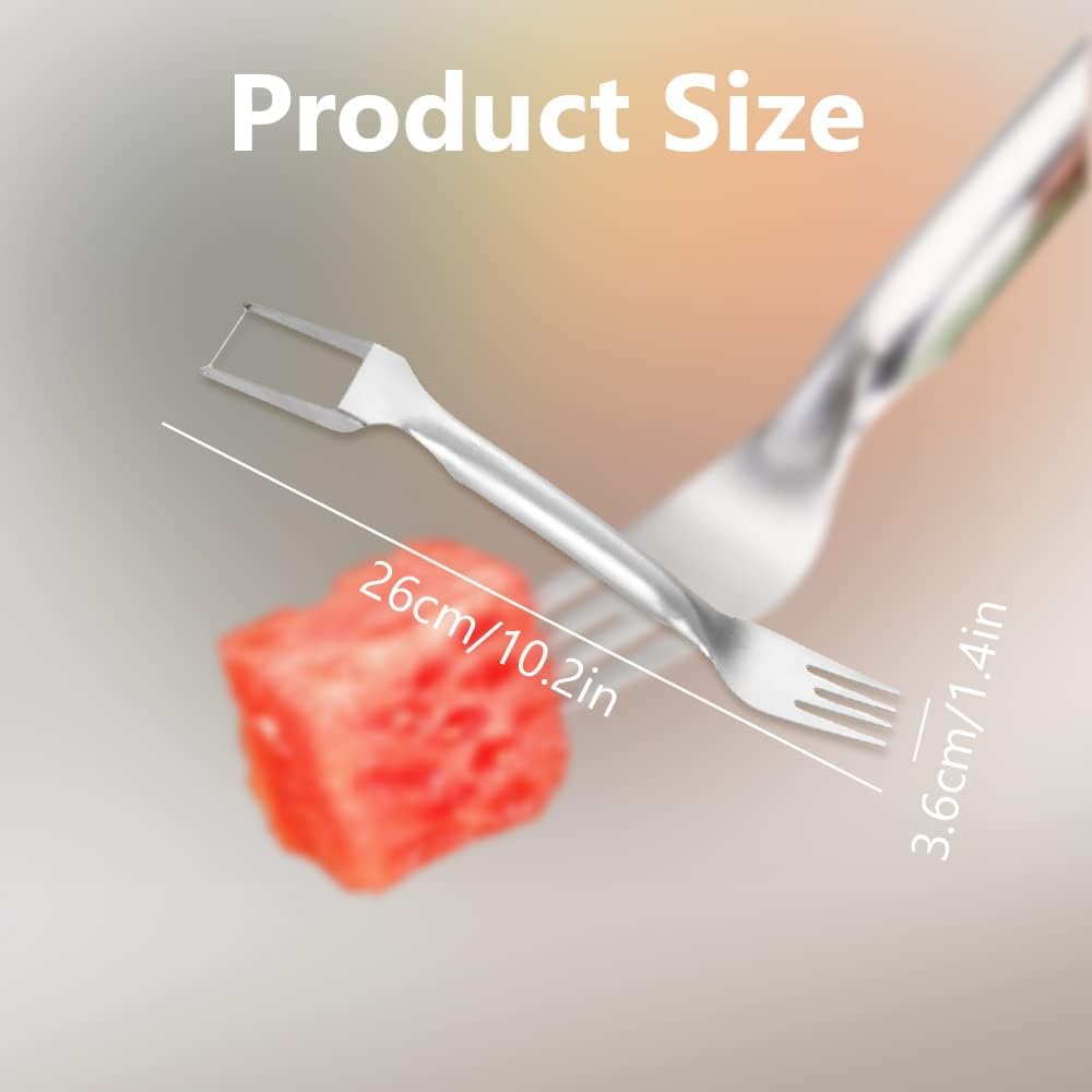 2-in-1 Stainless Steel Fruit Cutter, 2026 New Watermelon Fork Slicer Cutter Slicer Tool, Dual Head Fruit Forks Slicers Knife for Home Parties Camping (2Pcs)