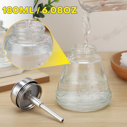 Noverlife 2-Pack 6Oz Glass Acetone Pump Dispenser for Nail Polish Remover