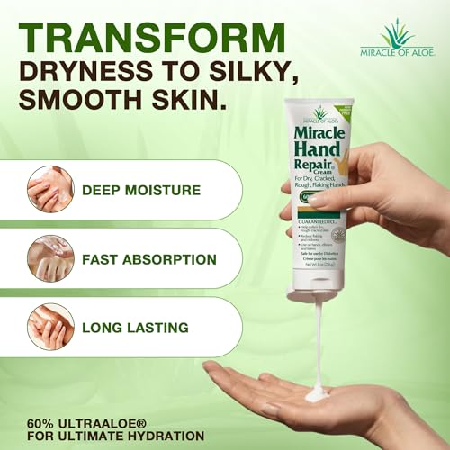 Miracle Hand Cream for Dry Cracked Hands - 9 Oz Pack of 1 | Aloe & Healing Formula
