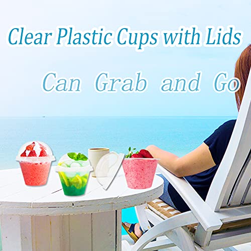 50 Pack 6 oz Clear Plastic Cups with Dome Lids - Disposable Dessert Cups