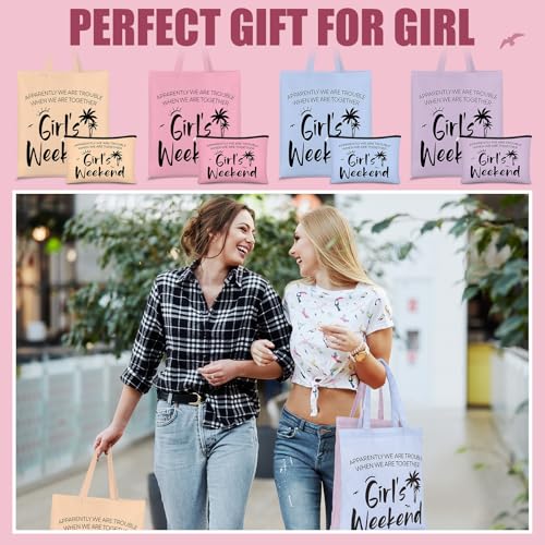 Paterr 8 Pcs Girls Weekend Gift Set - Stylish Color Tote & Makeup Bags