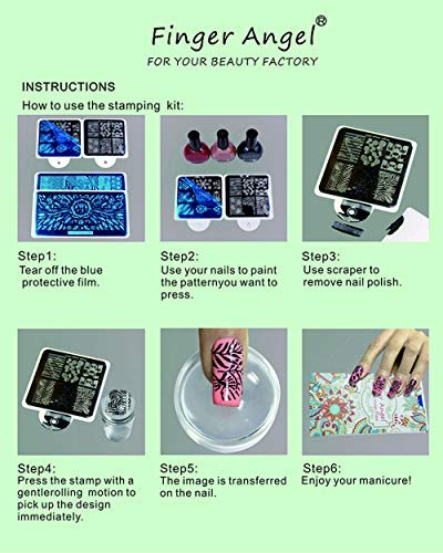 FingerAngel 21-Piece Nail Art Stamping Kit with 16 Plates, Case, and Stampers