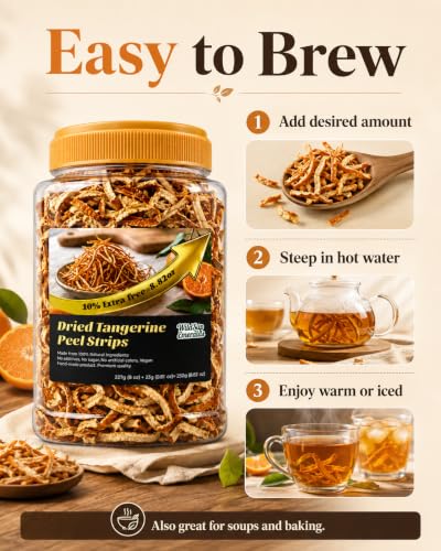 WildSap Emeralds Dried Tangerine Peel Strips - 8.8 oz Natural Citrus