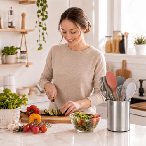 Extra Large 360° Rotating Stainless Steel Utensil Holder