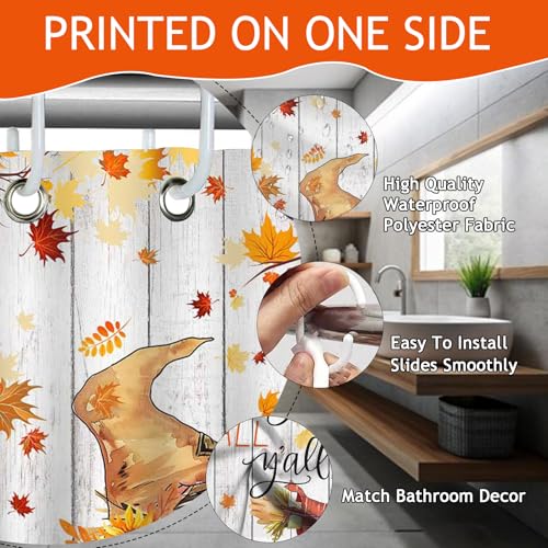 Mocsicka Happy Fall Shower Curtain - Cute Scarecrow Design, 72x72