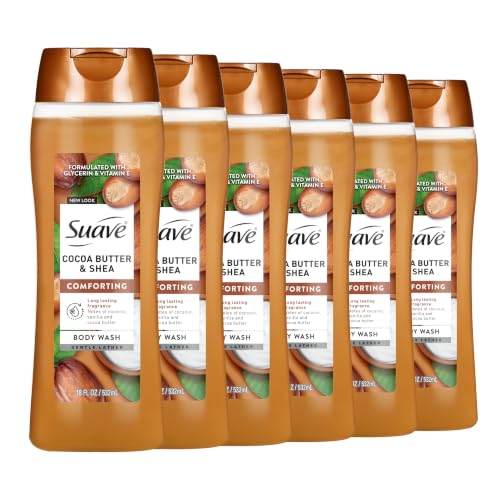 Suave Moisturizing Body Wash 3 Fl Oz (Pack of 6) - Cocoa Butter & Shea