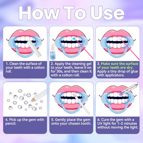 DAZZLEBRITE 12 Grids AB Tooth Gem Kit with Crystals for Teeth Art