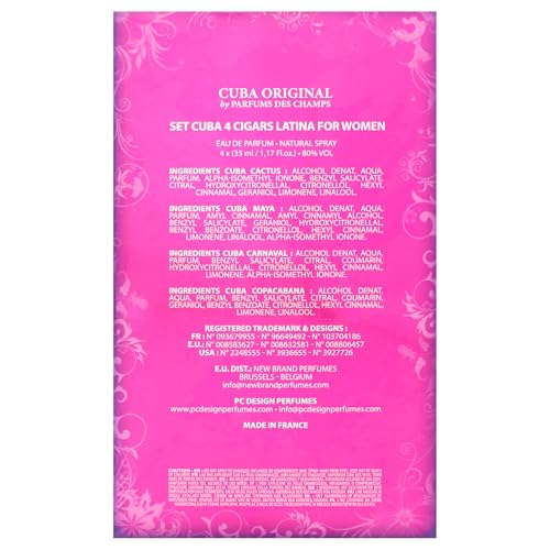 Cuba Latino Collection Women's Eau de Parfum Gift Set 1.17oz - Carnival, Cactus, Maya, Copacabana