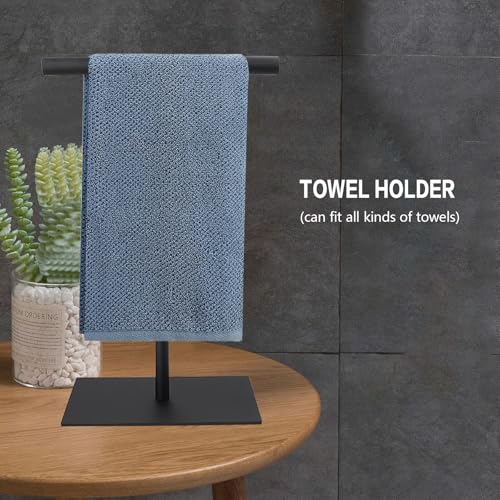 Stainless Steel Hand Towel Rack Stand - T-Shape Design, Black