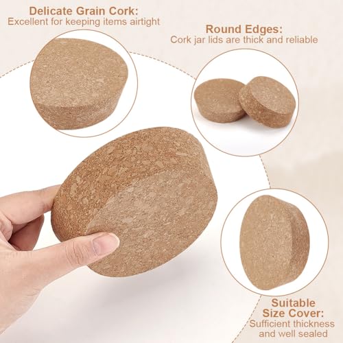 Cork Bottle Stoppers - 2 Large Tapered Cork Lids (3.7-4.3 Inch)