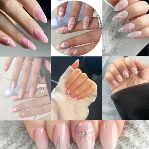 5D Bow Nail Art Stickers - 3 Sheets of Pink & White Self-Adhesive Decals
