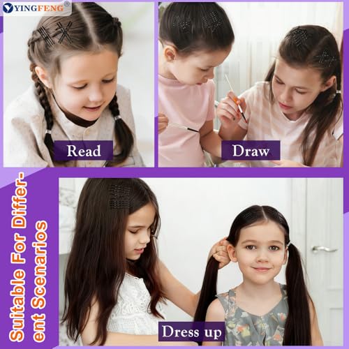 YINGFENG 620PCS Black Bobby Pins & Hair Bands Set - Non-Slip & Durable