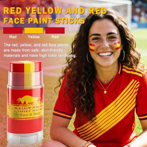 Sports Face Paint Stick - Red Yellow for Game Day Makeup