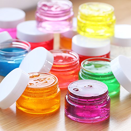 SATINIOR 12 Pack 10 oz Clear Plastic Jars with Lids - White Travel Cosmetic Containers