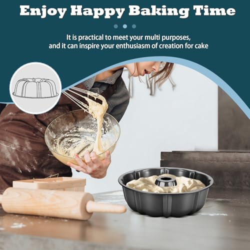 P&P CHEF 10-Inch Non-Stick Fluted Cake Pan - Heavy Duty & Durable