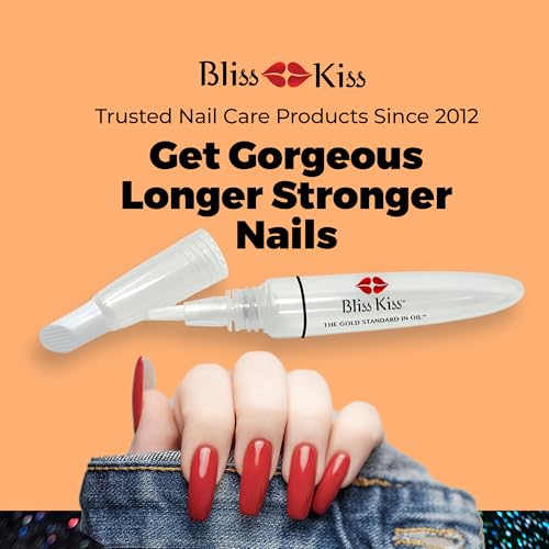 Bliss Kiss Refillable Cuticle Oil Pen with Cuticle Pusher for Nails | Empty 8 ml Nail Oil Pen with soft brush applicator | No Leaks 1-Pack