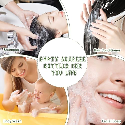 Green Refillable Travel Shampoo Bottles - 6 Pack 6.7 oz with Flip Caps