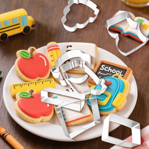 9-Piece School-Themed Cookie Cutters Set - Stainless Steel Baking Molds