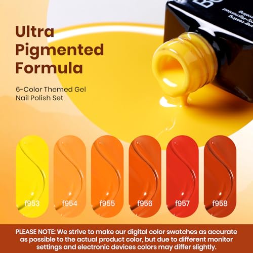 Beetles Twilight Warmth Gel Polish Set - 6 Orange to Yellow Shades (A - Orange | Twilight Warmth)