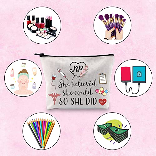 Nurse Practitioner Gift Makeup Bag — She Believed She Could So She Did