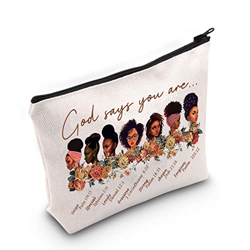 God Says You Makeup Bag - Black American Cosmetic Pouch