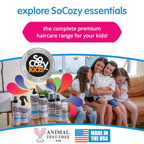 SoCozy 3-in-1 Kids Shampoo, Conditioner & Body Wash - Gentle Cleanser with Keratin & Kiwi Extract, Paraben-Free