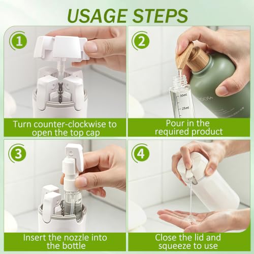 Dyseupl 4-in-1 Travel Dispenser Bottle - TSA Approved, Leakproof, Green