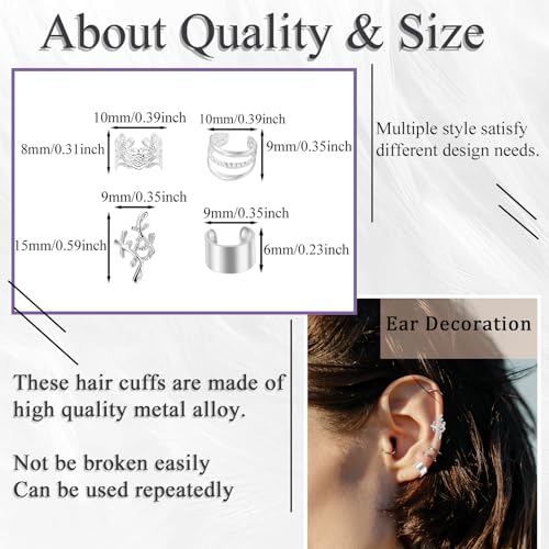 40PCS Silver Hair Cuffs for Braids & Dreadlocks - Metal Clips