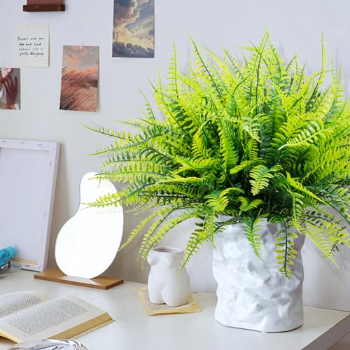 12 Bundles UV Resistant Artificial Boston Ferns - Lifelike Faux Plants for Indoor & Outdoor Decor