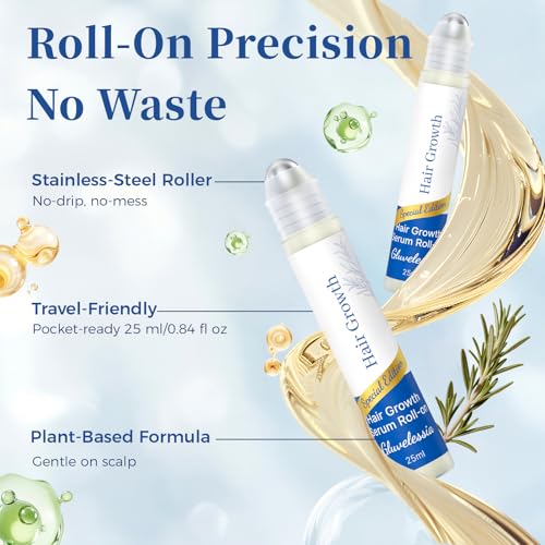 Hair Growth Serum Roll On with Rosemary & Saw Palmetto | 0.84 Fl Oz