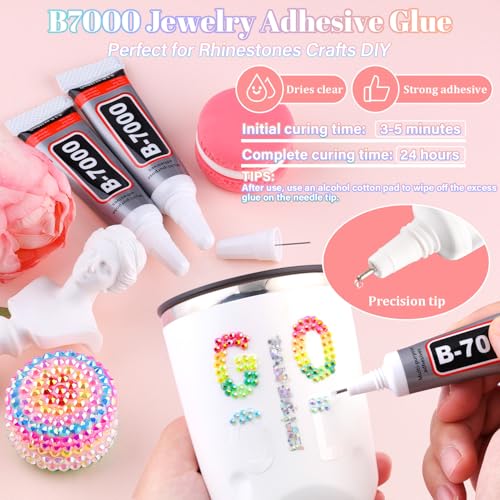16000 Pcs 4mm Multicolored Resin Rhinestones with B7000 Glue - DIY Crafting Kit