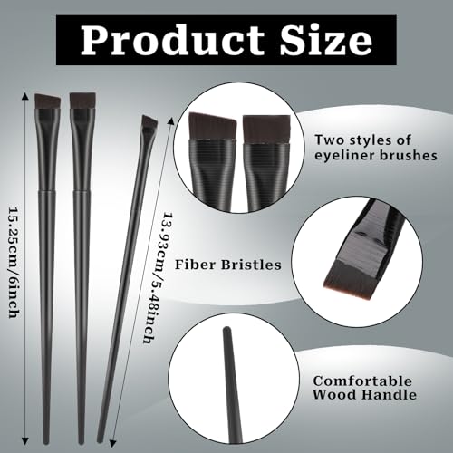 9-Piece Angled Eyeliner and Eyebrow Brush Set for Precision Makeup