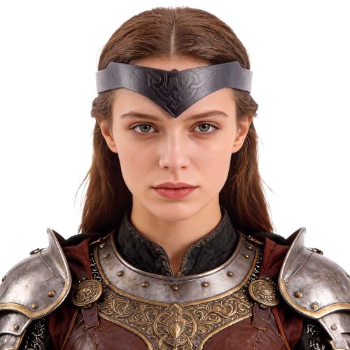 Medieval Viking Leather Headband - Adjustable Faux Leather Circlet