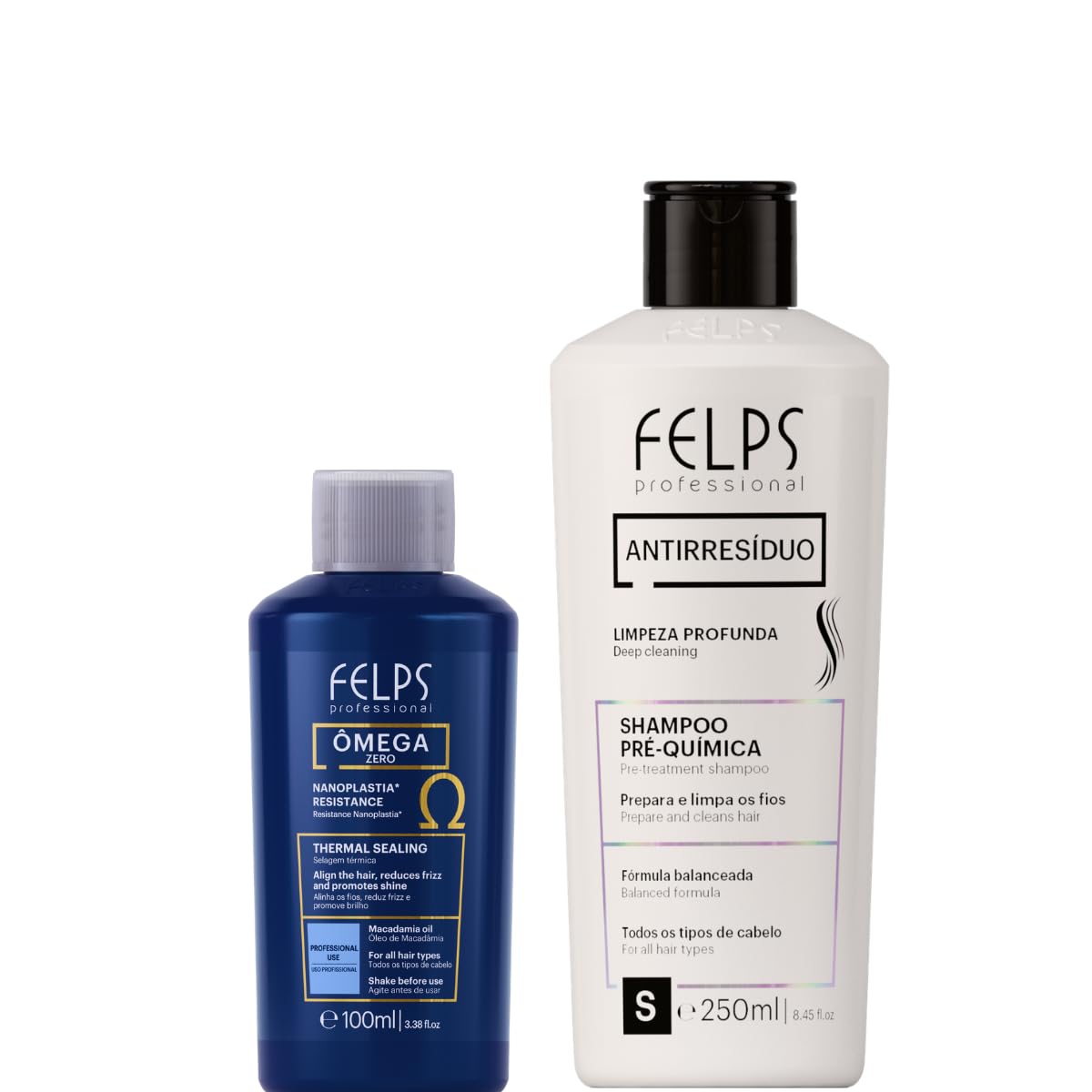 Omega Zero Nanoplastia Hair Treatment Kit - Macadamia Oil & Anti-Residue Shampoo | 3.38 fl. oz + 8.45 fl. oz