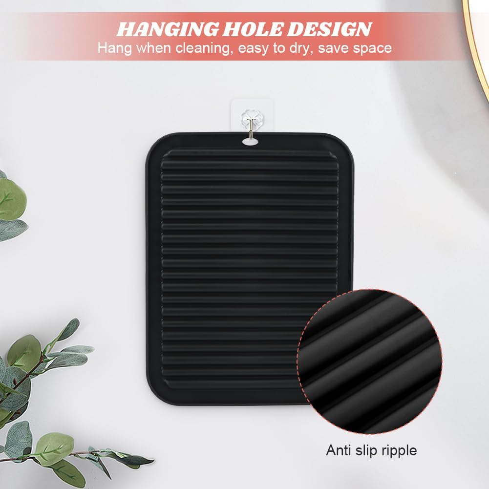 Heat Resistant Silicone Mat for Hair Tools - Portable Styling Pad for Curling & Flat Irons | Black
