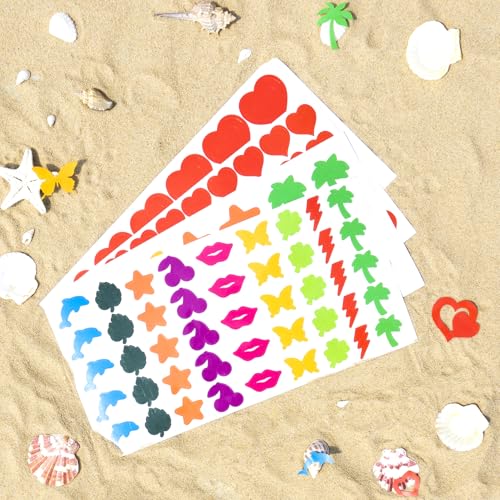 714 Pcs Tanning Stickers Set - Dual-Size Heart & Butterfly Designs