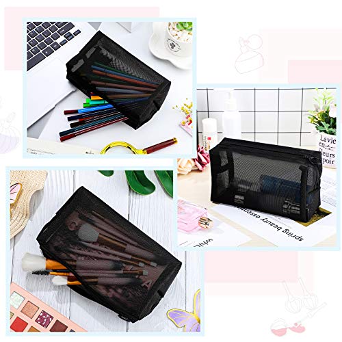 Sadnyy 5-Piece Black Mesh Makeup Bag Set - Portable Travel Organizer