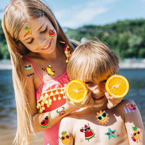 240 Pcs Summer Fruit Temporary Tattoos for Kids - 60 Designs