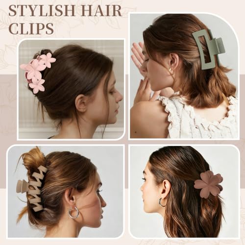 SMKSL Floral Hair Claw Clips for Women - 4 Pack Non-Slip Matte Clips
