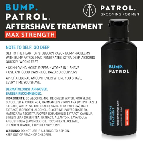 Bump Patrol Maximum Strength Aftershave Treatment Serum ? Razor Bump Stopper and Ingrown Hair Treatment for Men and Women, Fast Acting Salicylic Acid for Razor Burn & Shaving Irritation - 4 oz Pack 1