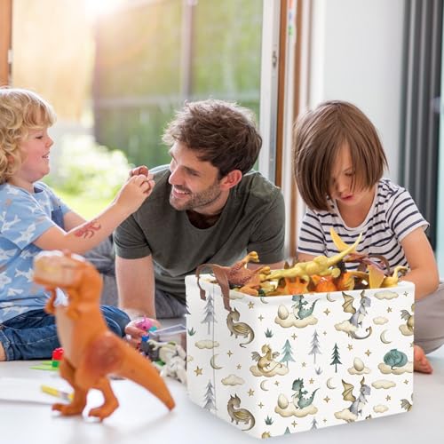 Cute Dinosaur Storage Basket for Kids - Rectangular Laundry Bin