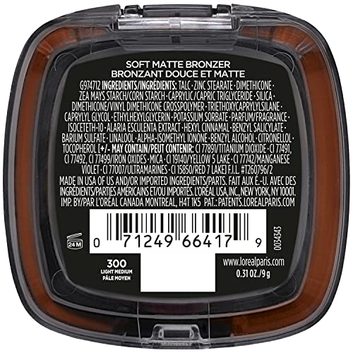 L'Oreal Paris Infallible Bronzer - 24HR Soft Matte, Light Medium, 0.31 oz