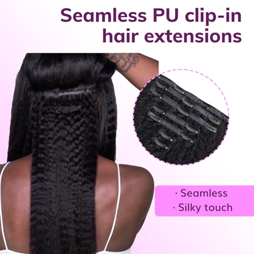 IDN BEAUTY 14-Inch Seamless Clip-In Hair Extensions for Black Women Natural Black